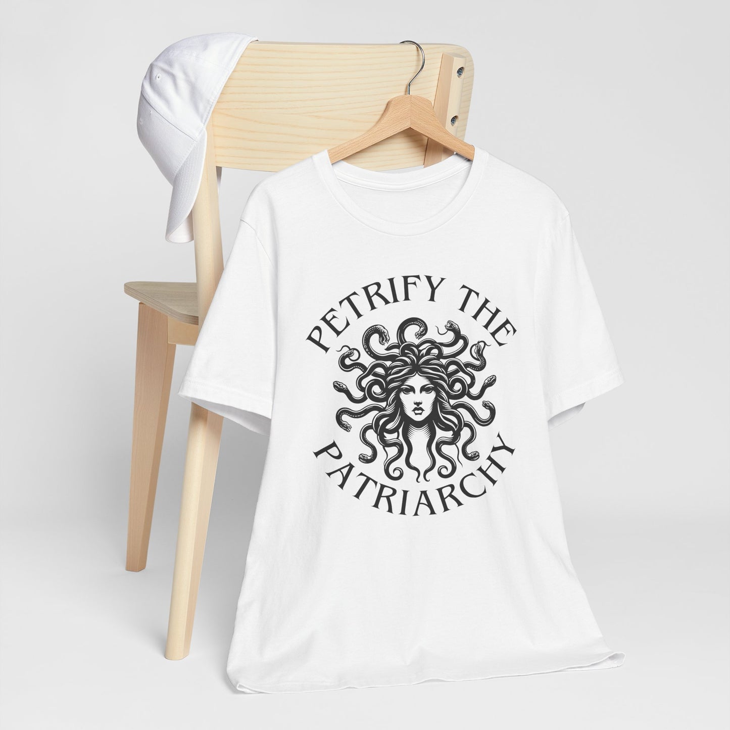 Petrify the Patriarchy T-Shirt with graphic of Medusa Feminist Mythical Icon Female Gaze Various Sizes/Colors Available Unisex Tee US