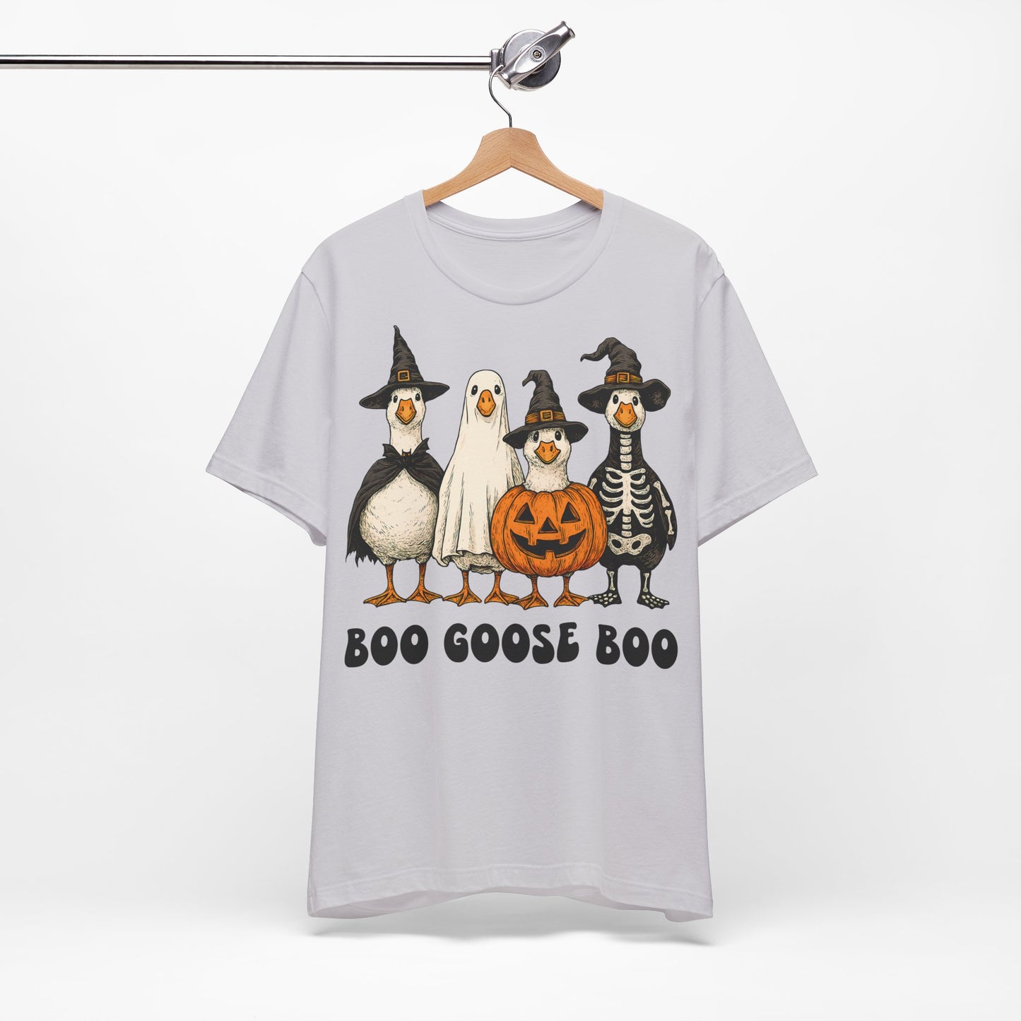 Boo Goose Boo T-Shirt Halloween Silly Goose Humour Summerween Wouldn't say boo to a goose saying skeleton ghost pumpkin witch geese