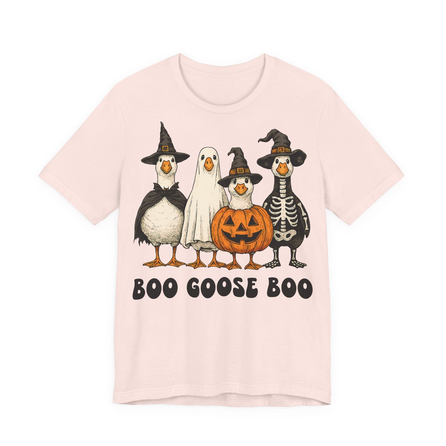 Boo Goose Boo T-Shirt Halloween Silly Goose Humour Summerween Wouldn't say boo to a goose saying skeleton ghost pumpkin witch geese