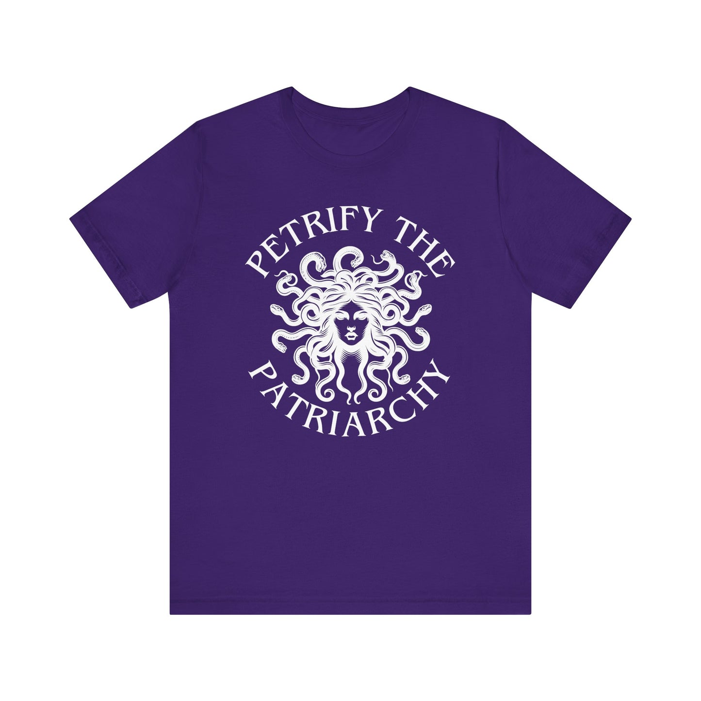 Petrify the Patriarchy T-Shirt with graphic of Medusa Feminist Mythical Icon Female Gaze Various Sizes/Colors Available Unisex Tee US