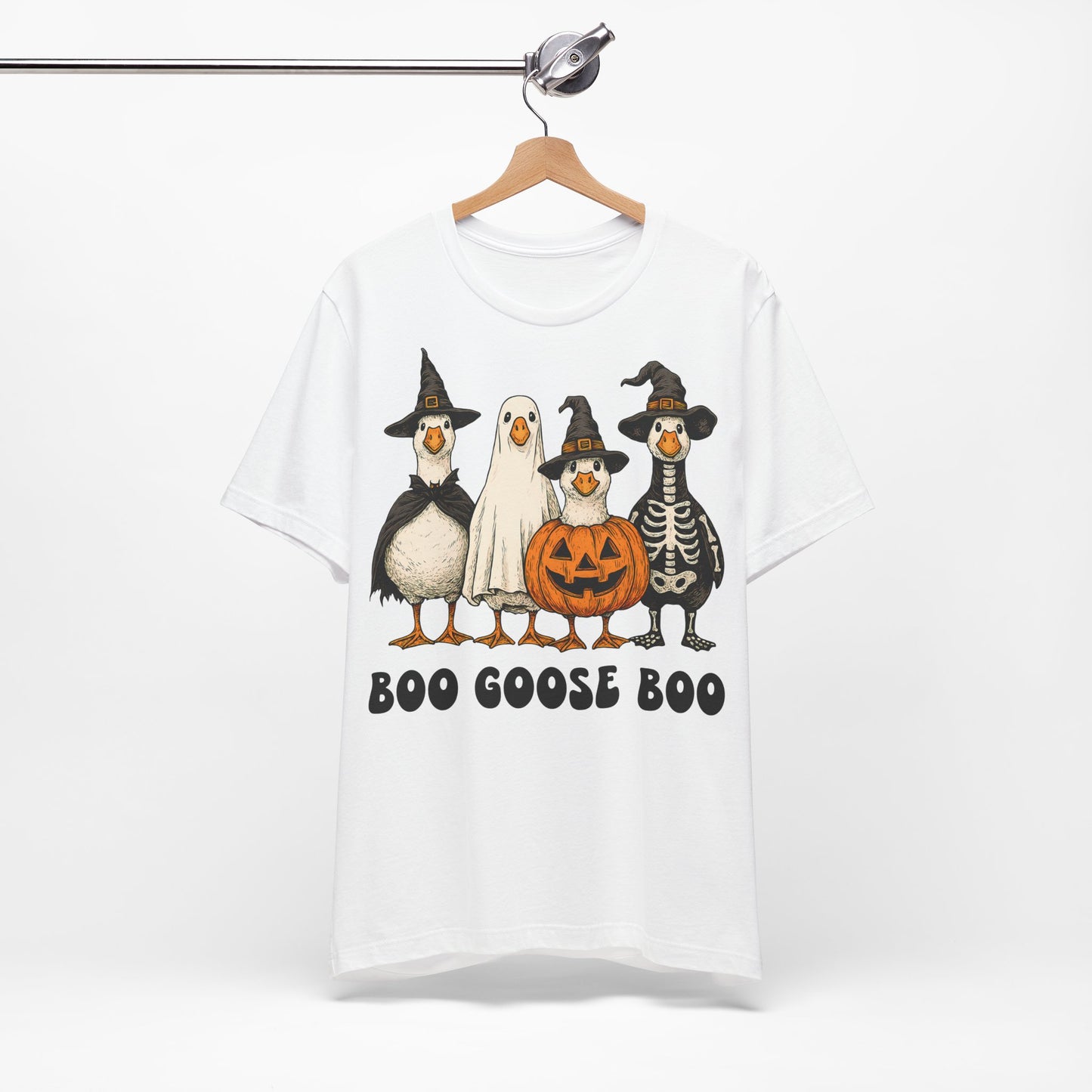Boo Goose Boo T-Shirt Halloween Silly Goose Humour Summerween Wouldn't say boo to a goose saying skeleton ghost pumpkin witch geese