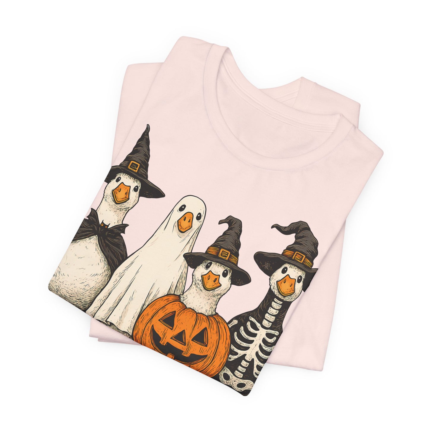 Boo Goose Boo T-Shirt Halloween Silly Goose Humour Summerween Wouldn't say boo to a goose saying skeleton ghost pumpkin witch geese