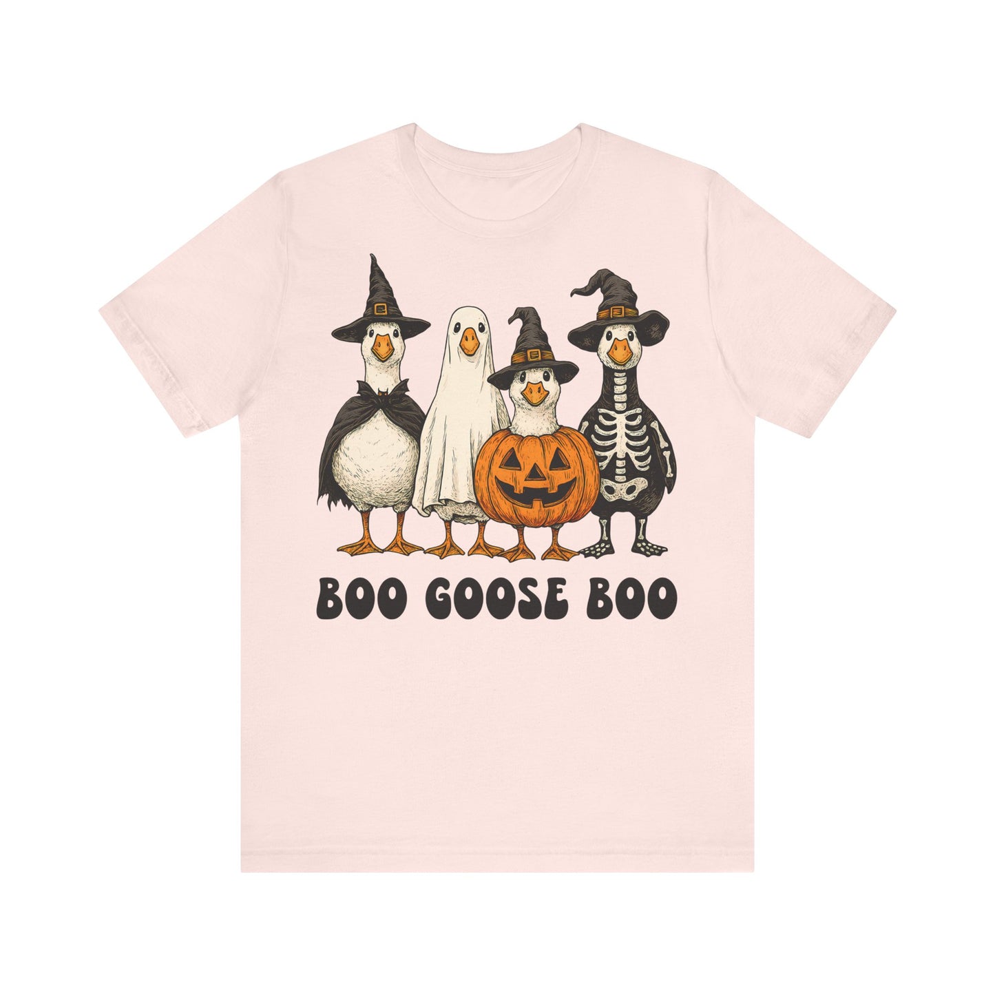 Boo Goose Boo T-Shirt Halloween Silly Goose Humour Summerween Wouldn't say boo to a goose saying skeleton ghost pumpkin witch geese