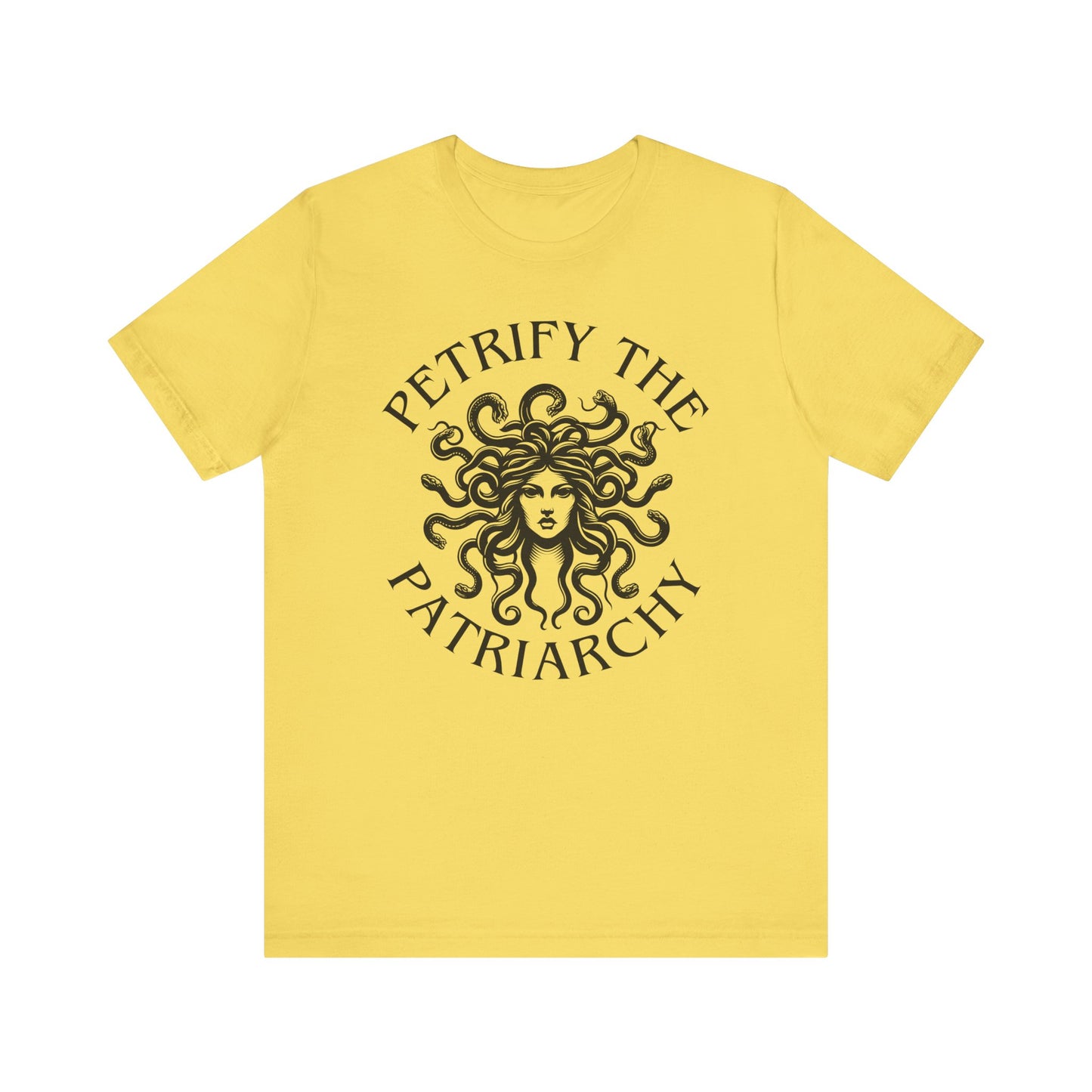 Petrify the Patriarchy T-Shirt with graphic of Medusa Feminist Mythical Icon Female Gaze Various Sizes/Colors Available Unisex Tee US