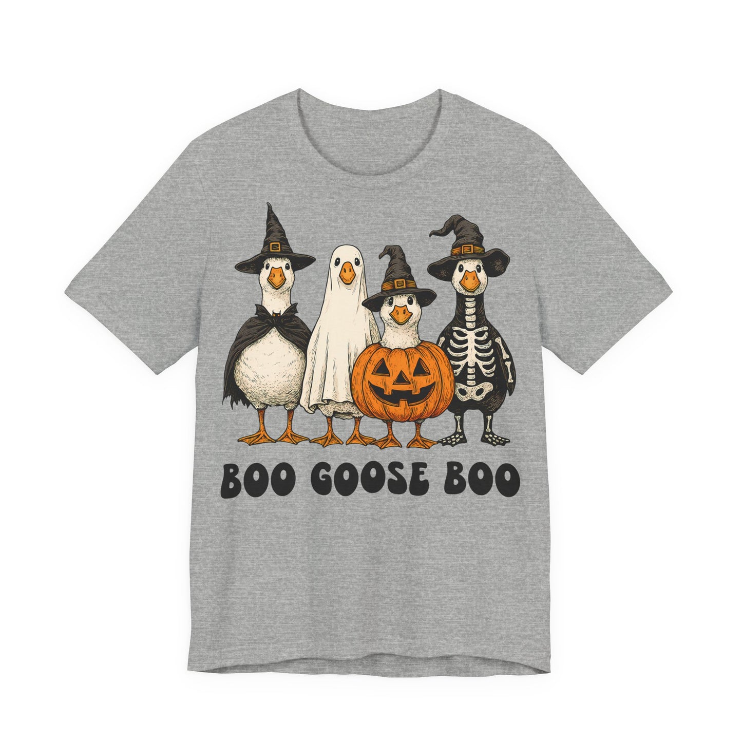 Boo Goose Boo T-Shirt Halloween Silly Goose Humour Summerween Wouldn't say boo to a goose saying skeleton ghost pumpkin witch geese