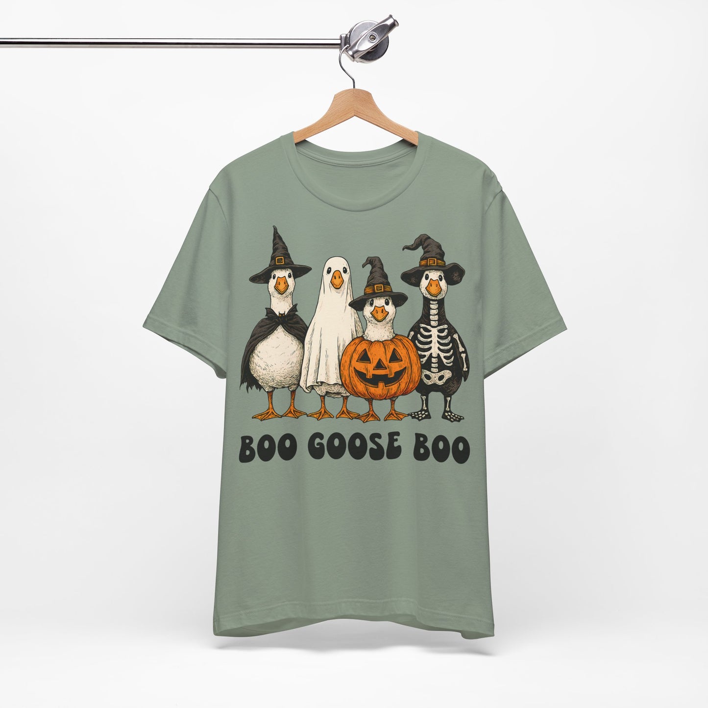 Boo Goose Boo T-Shirt Halloween Silly Goose Humour Summerween Wouldn't say boo to a goose saying skeleton ghost pumpkin witch geese