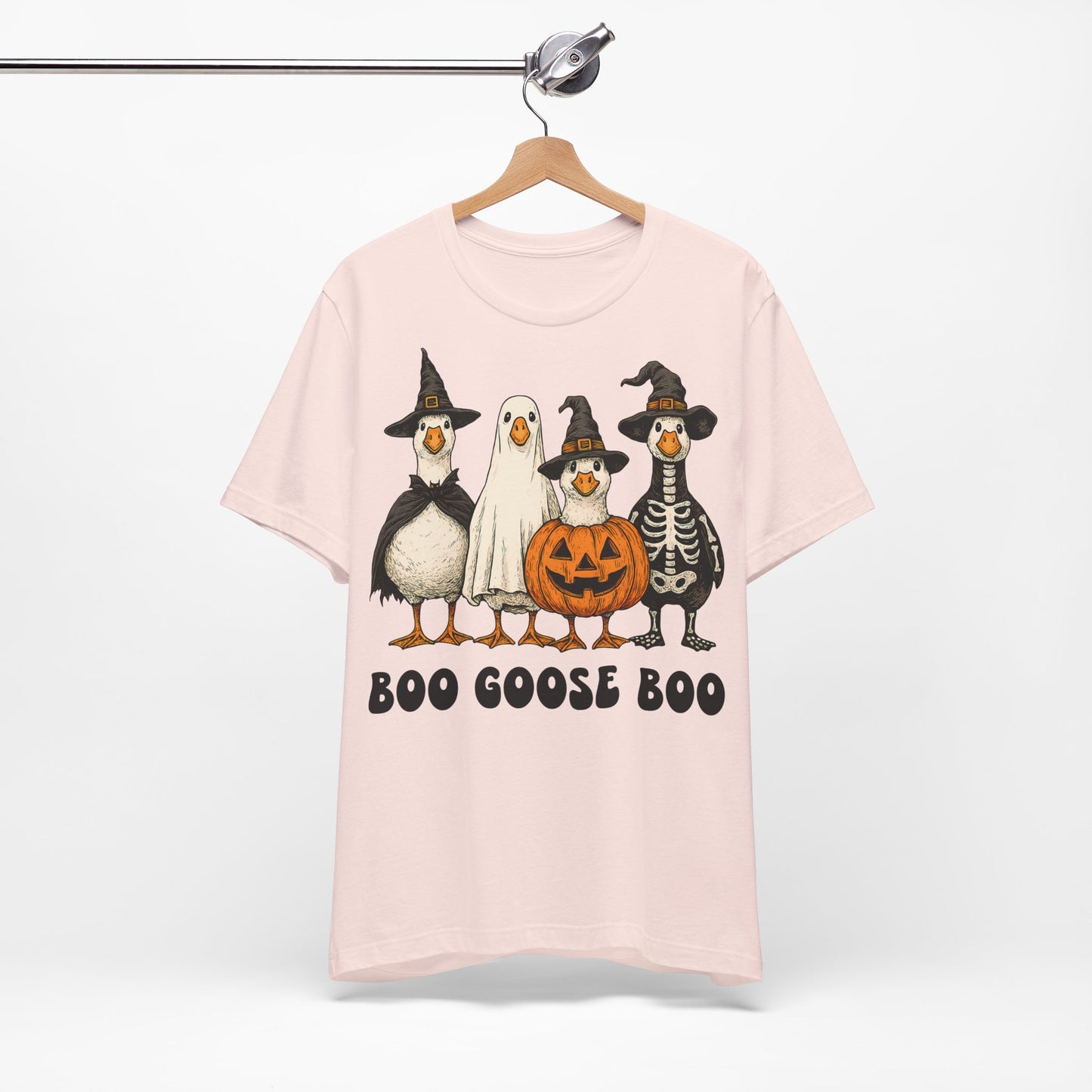 Boo Goose Boo T-Shirt Halloween Silly Goose Humour Summerween Wouldn't say boo to a goose saying skeleton ghost pumpkin witch geese