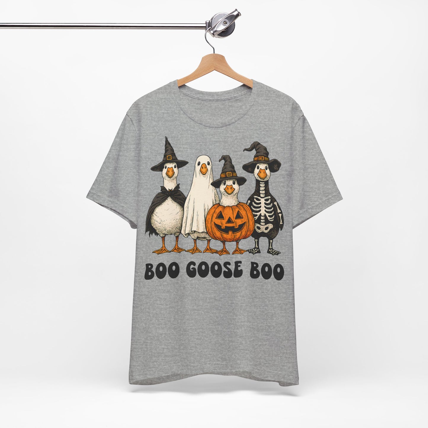 Boo Goose Boo T-Shirt Halloween Silly Goose Humour Summerween Wouldn't say boo to a goose saying skeleton ghost pumpkin witch geese