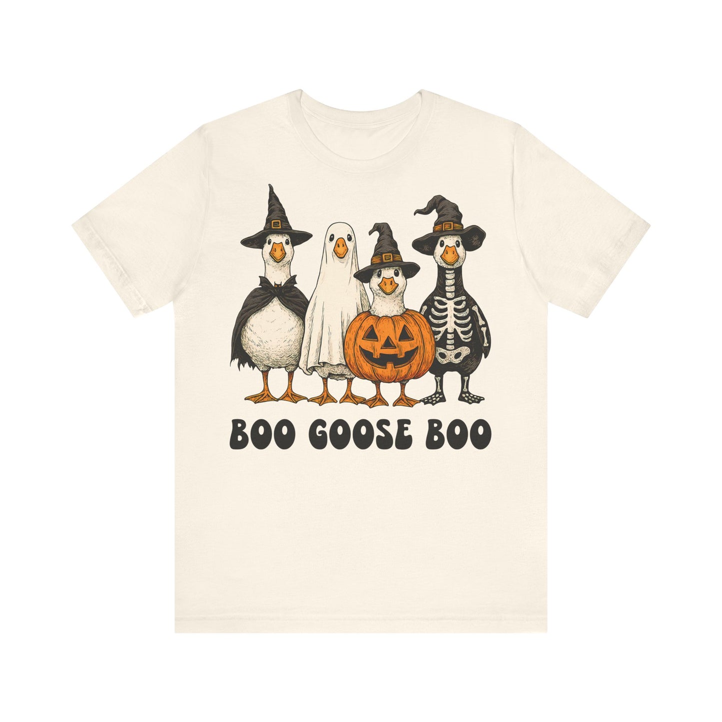 Boo Goose Boo T-Shirt Halloween Silly Goose Humour Summerween Wouldn't say boo to a goose saying skeleton ghost pumpkin witch geese