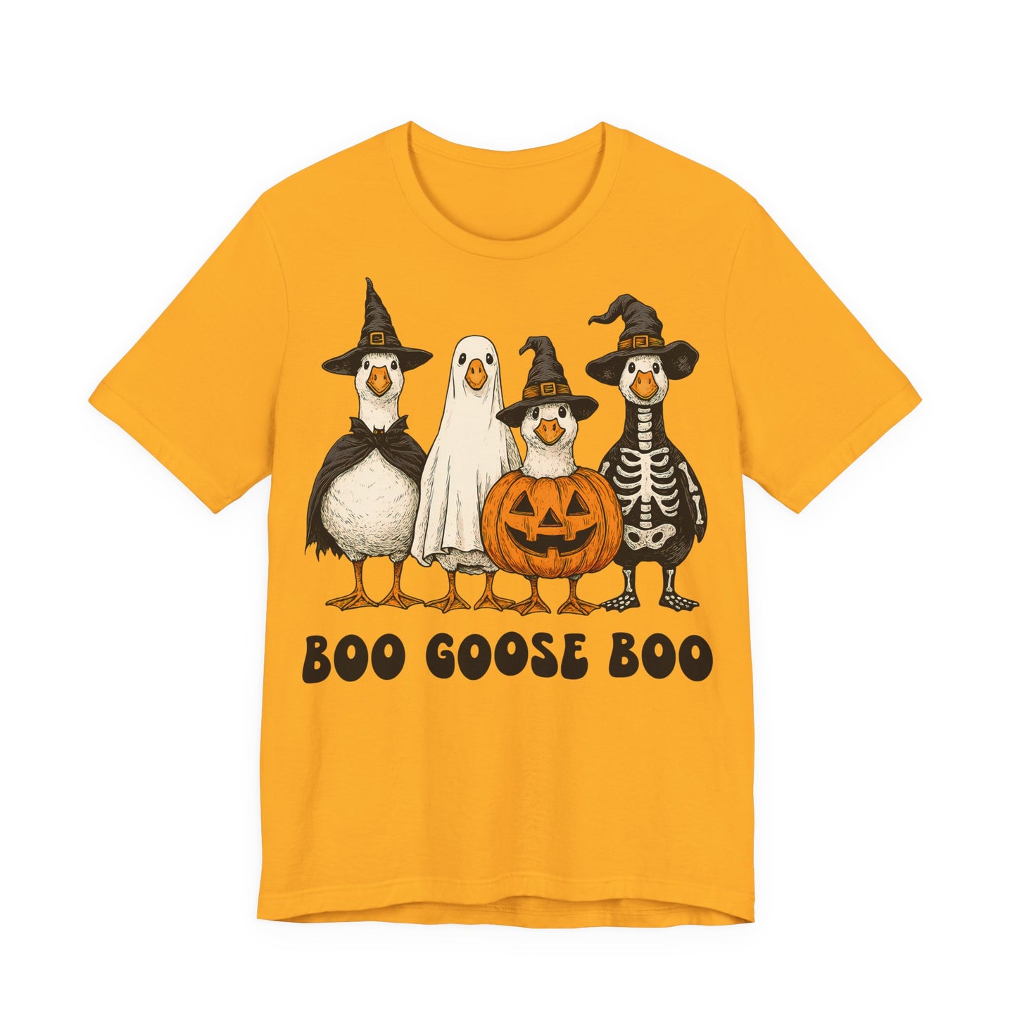 Boo Goose Boo T-Shirt Halloween Silly Goose Humour Summerween Wouldn't say boo to a goose saying skeleton ghost pumpkin witch geese
