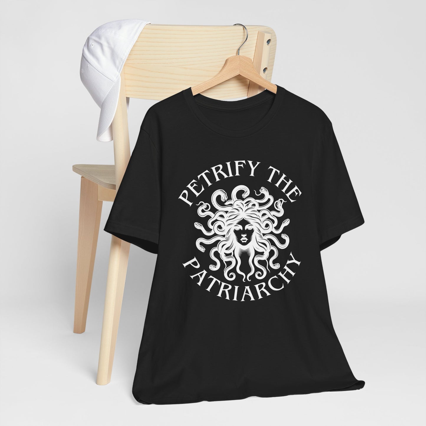 Petrify the Patriarchy T-Shirt with graphic of Medusa Feminist Mythical Icon Female Gaze Various Sizes/Colors Available Unisex Tee US