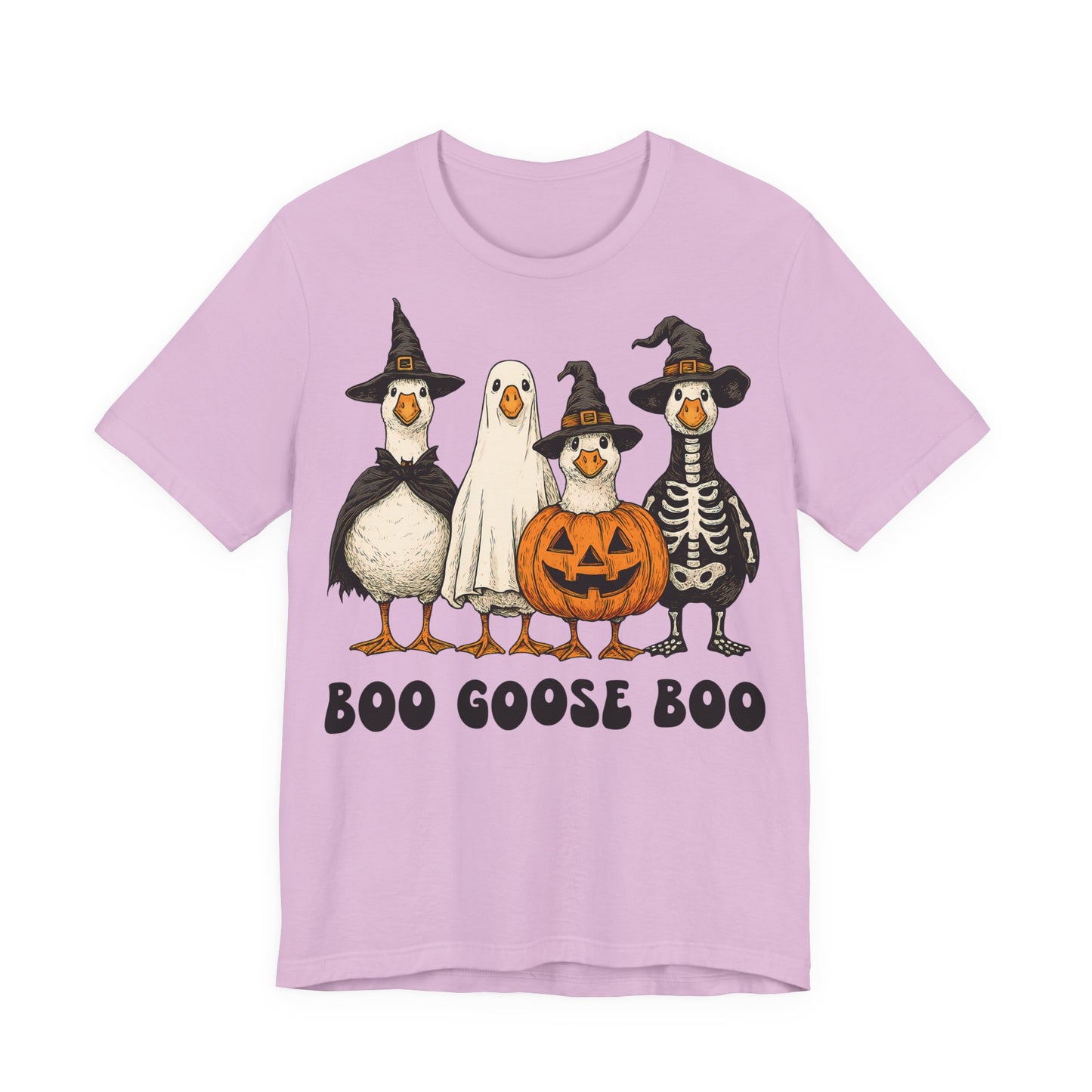 Boo Goose Boo T-Shirt Halloween Silly Goose Humour Summerween Wouldn't say boo to a goose saying skeleton ghost pumpkin witch geese