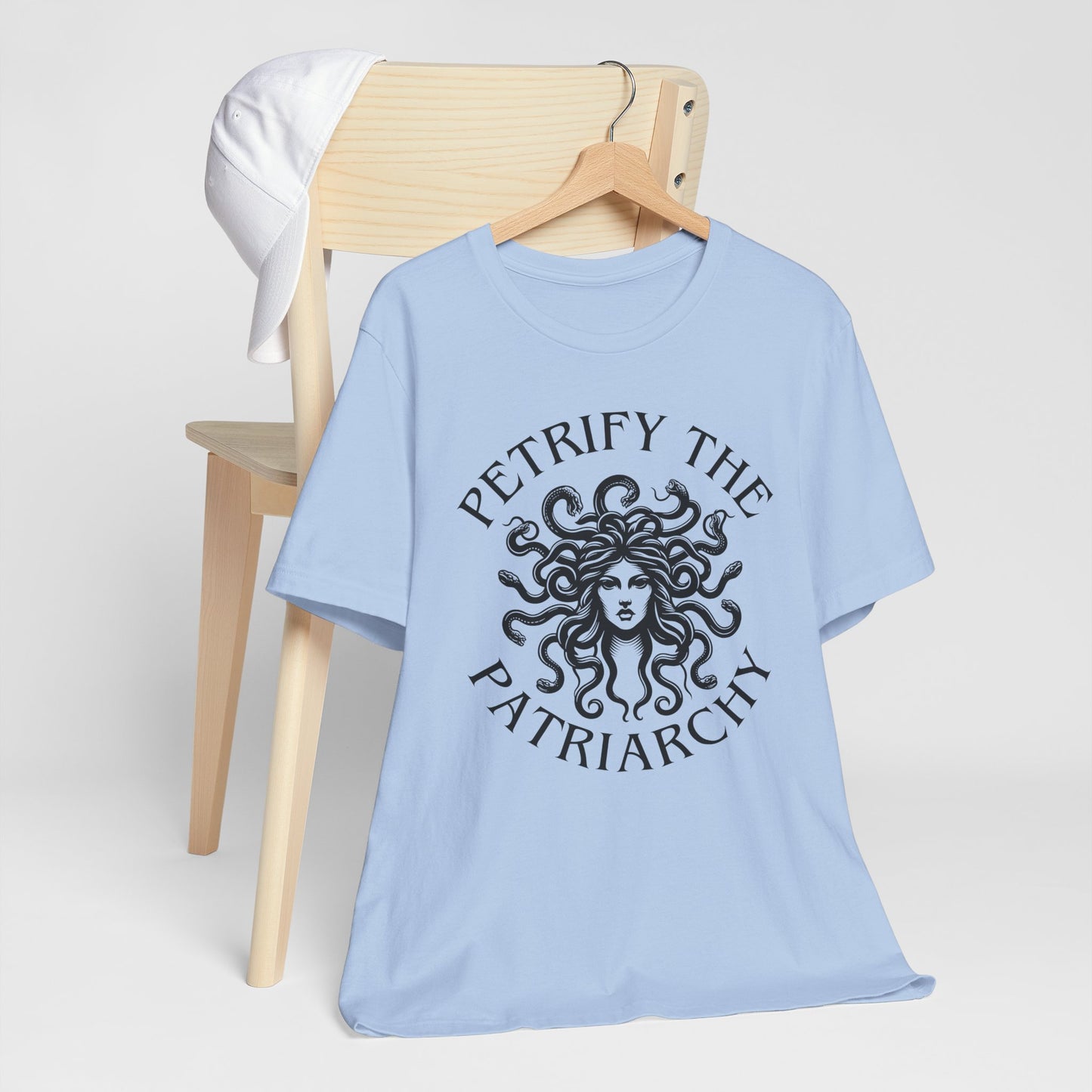 Petrify the Patriarchy T-Shirt with graphic of Medusa Feminist Mythical Icon Female Gaze Various Sizes/Colors Available Unisex Tee US