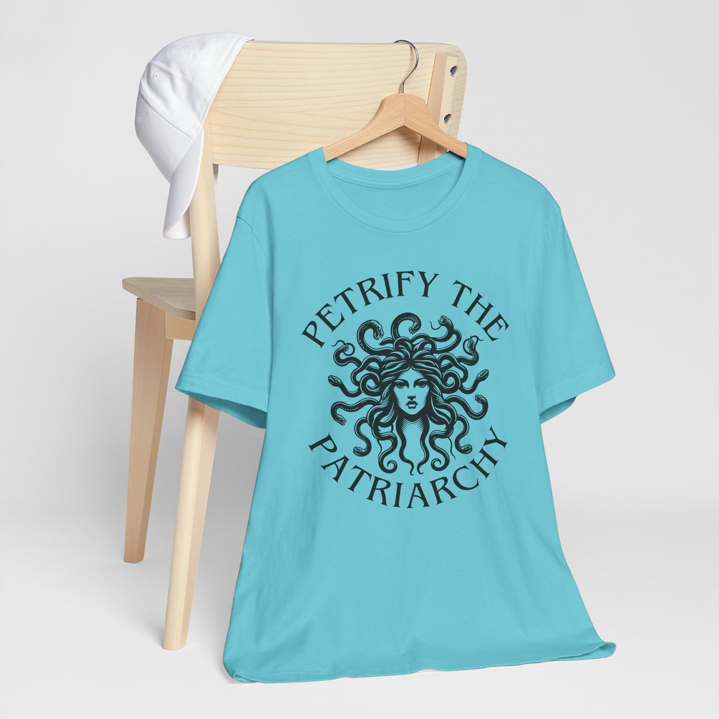 Petrify the Patriarchy T-Shirt with graphic of Medusa Feminist Mythical Icon Female Gaze Various Sizes/Colors Available Unisex Tee US