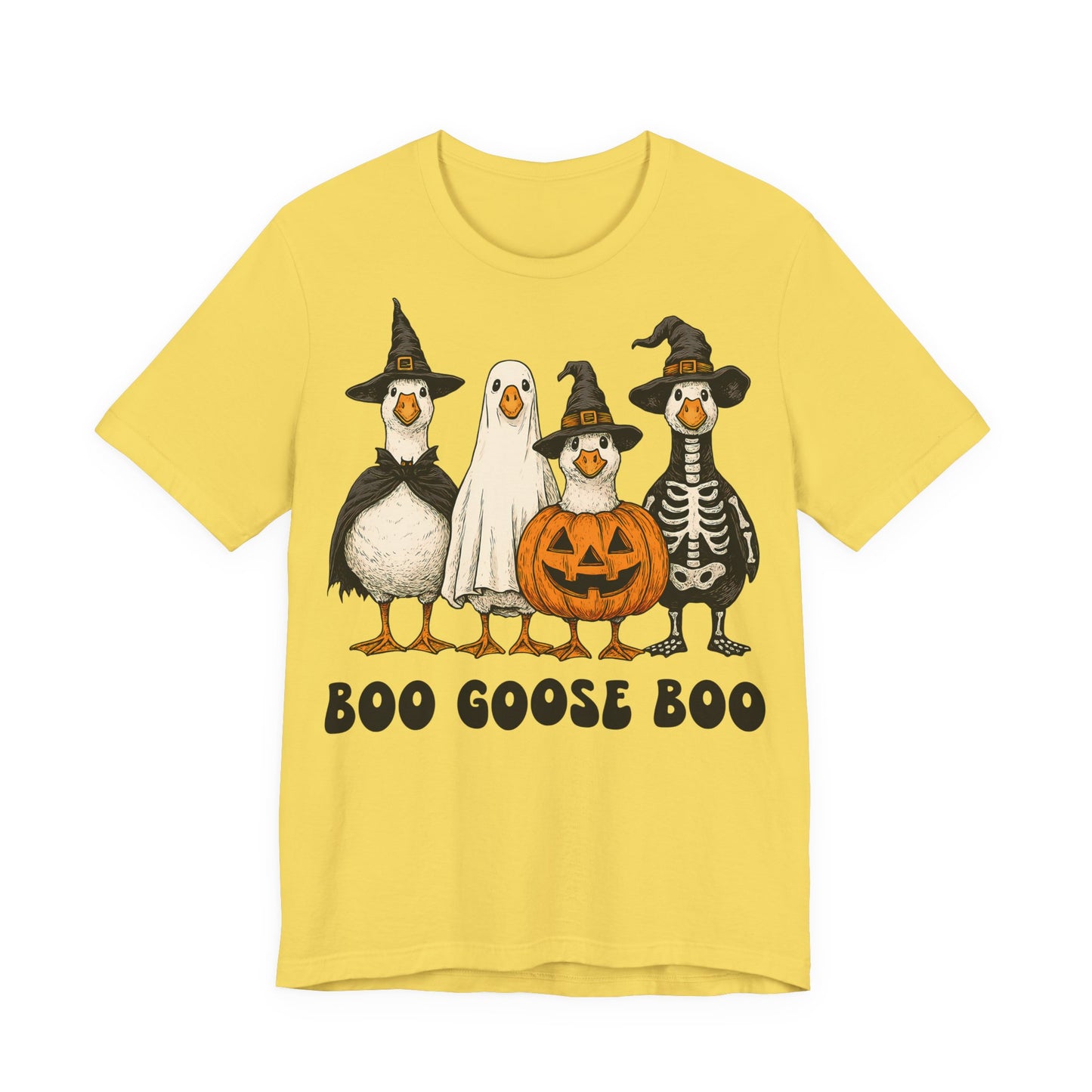 Boo Goose Boo T-Shirt Halloween Silly Goose Humour Summerween Wouldn't say boo to a goose saying skeleton ghost pumpkin witch geese