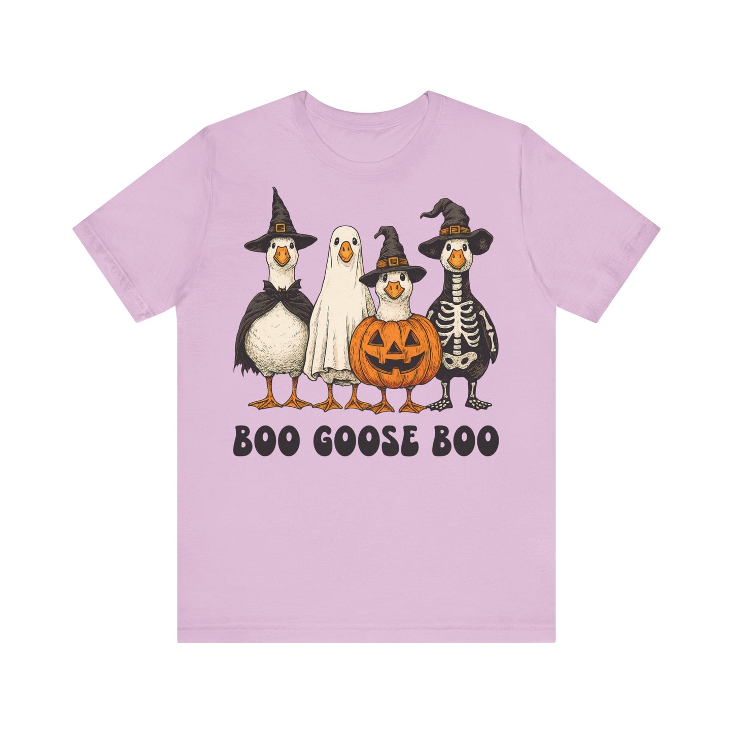 Boo Goose Boo T-Shirt Halloween Silly Goose Humour Summerween Wouldn't say boo to a goose saying skeleton ghost pumpkin witch geese