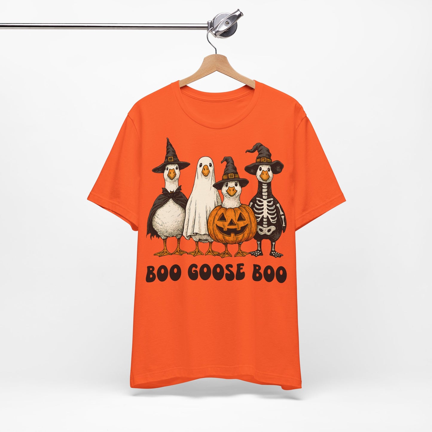Boo Goose Boo T-Shirt Halloween Silly Goose Humour Summerween Wouldn't say boo to a goose saying skeleton ghost pumpkin witch geese