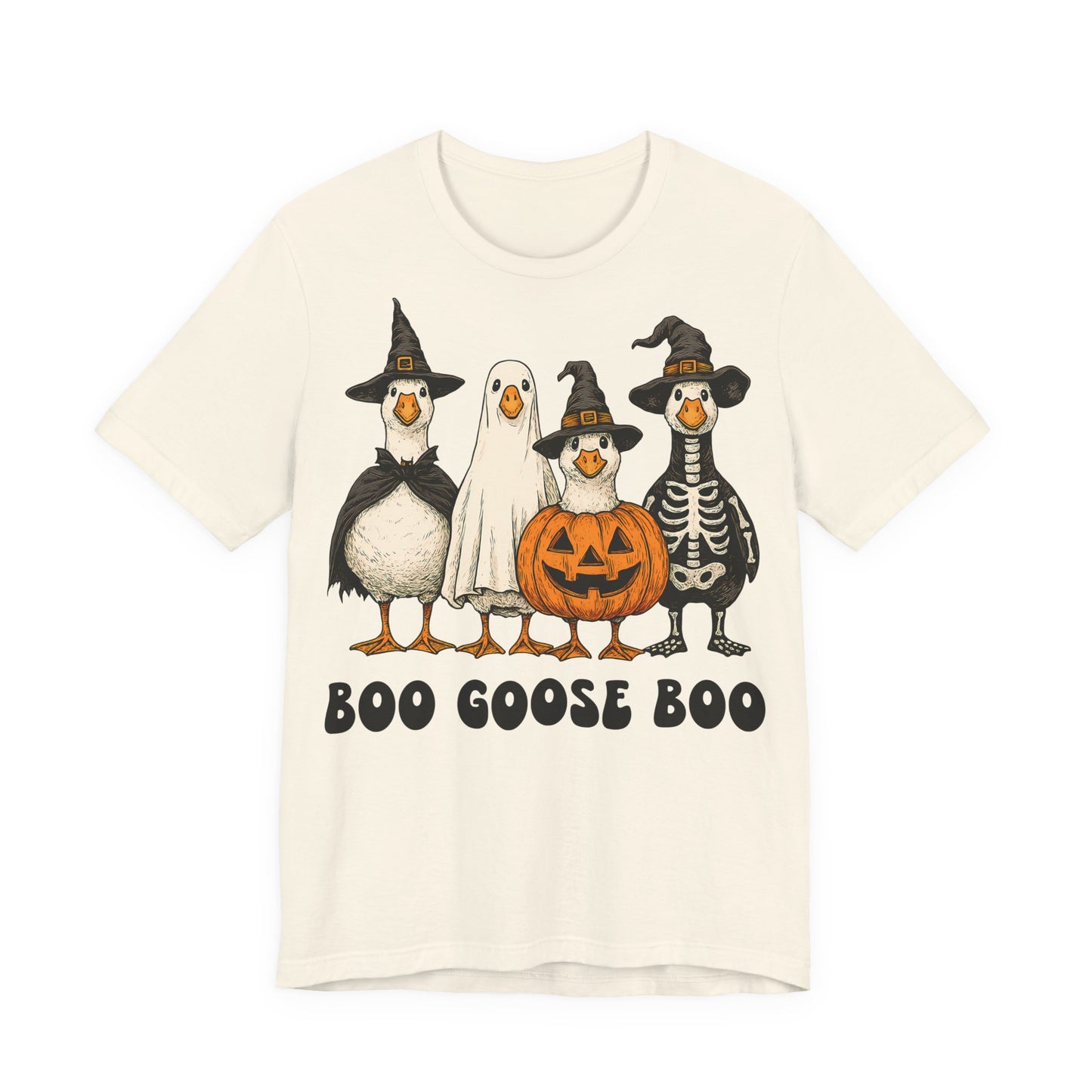 Boo Goose Boo T-Shirt Halloween Silly Goose Humour Summerween Wouldn't say boo to a goose saying skeleton ghost pumpkin witch geese