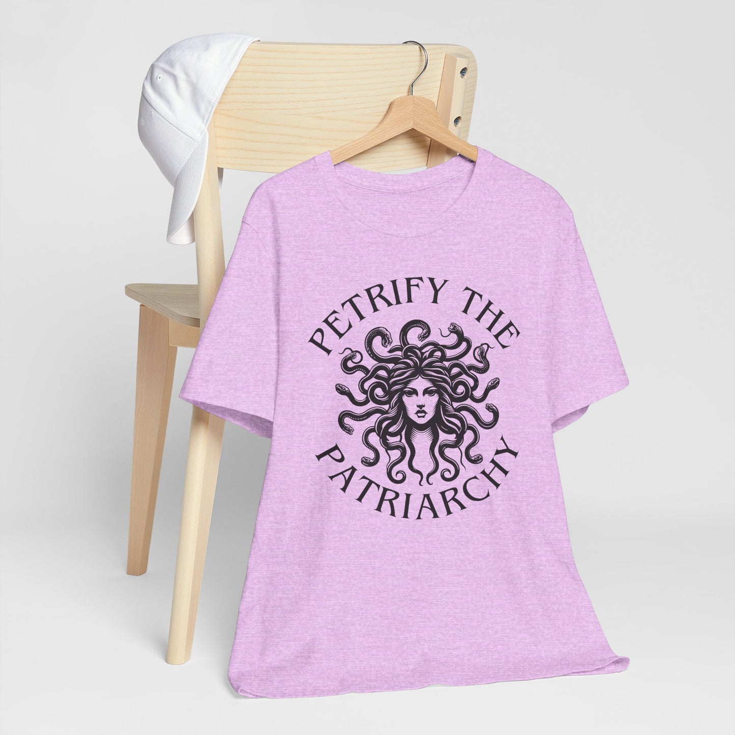 Petrify the Patriarchy T-Shirt with graphic of Medusa Feminist Mythical Icon Female Gaze Various Sizes/Colors Available Unisex Tee US