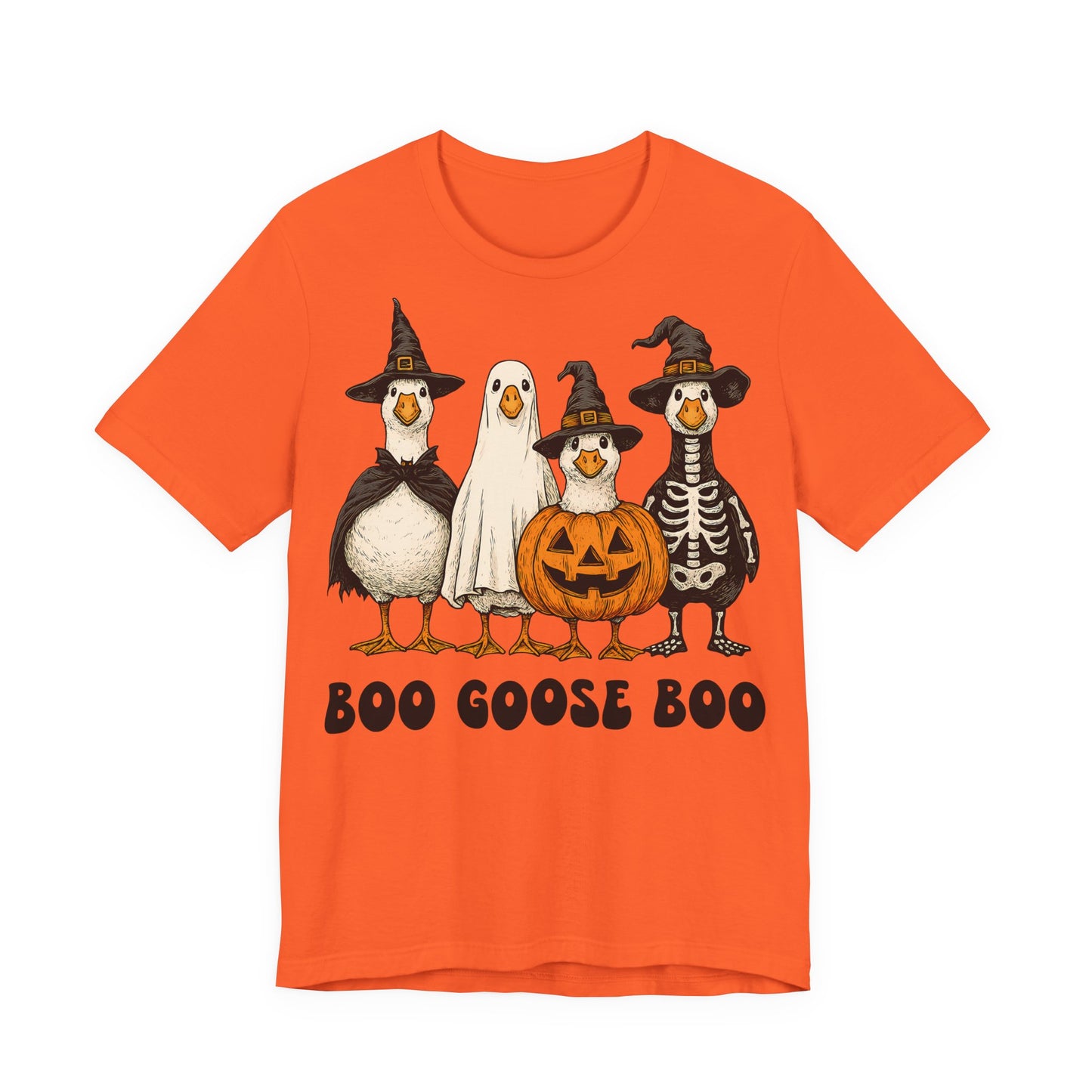 Boo Goose Boo T-Shirt Halloween Silly Goose Humour Summerween Wouldn't say boo to a goose saying skeleton ghost pumpkin witch geese
