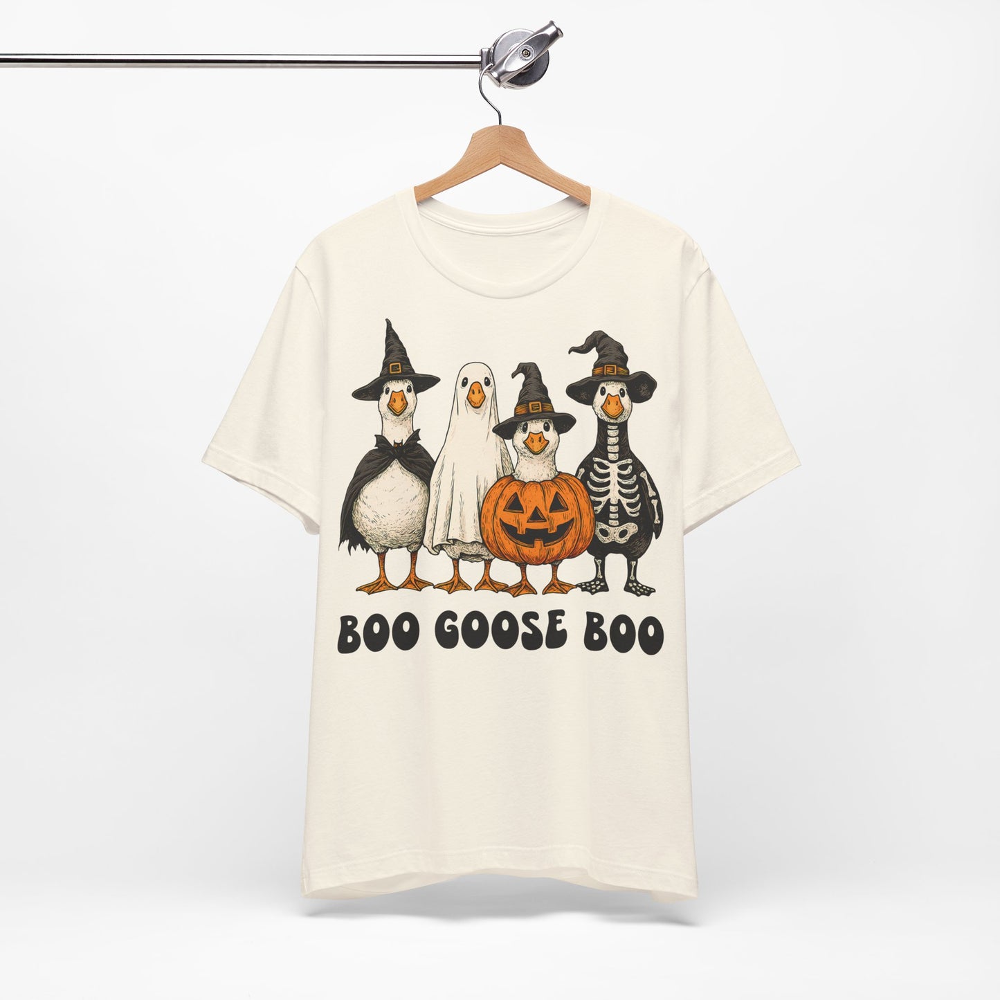 Boo Goose Boo T-Shirt Halloween Silly Goose Humour Summerween Wouldn't say boo to a goose saying skeleton ghost pumpkin witch geese