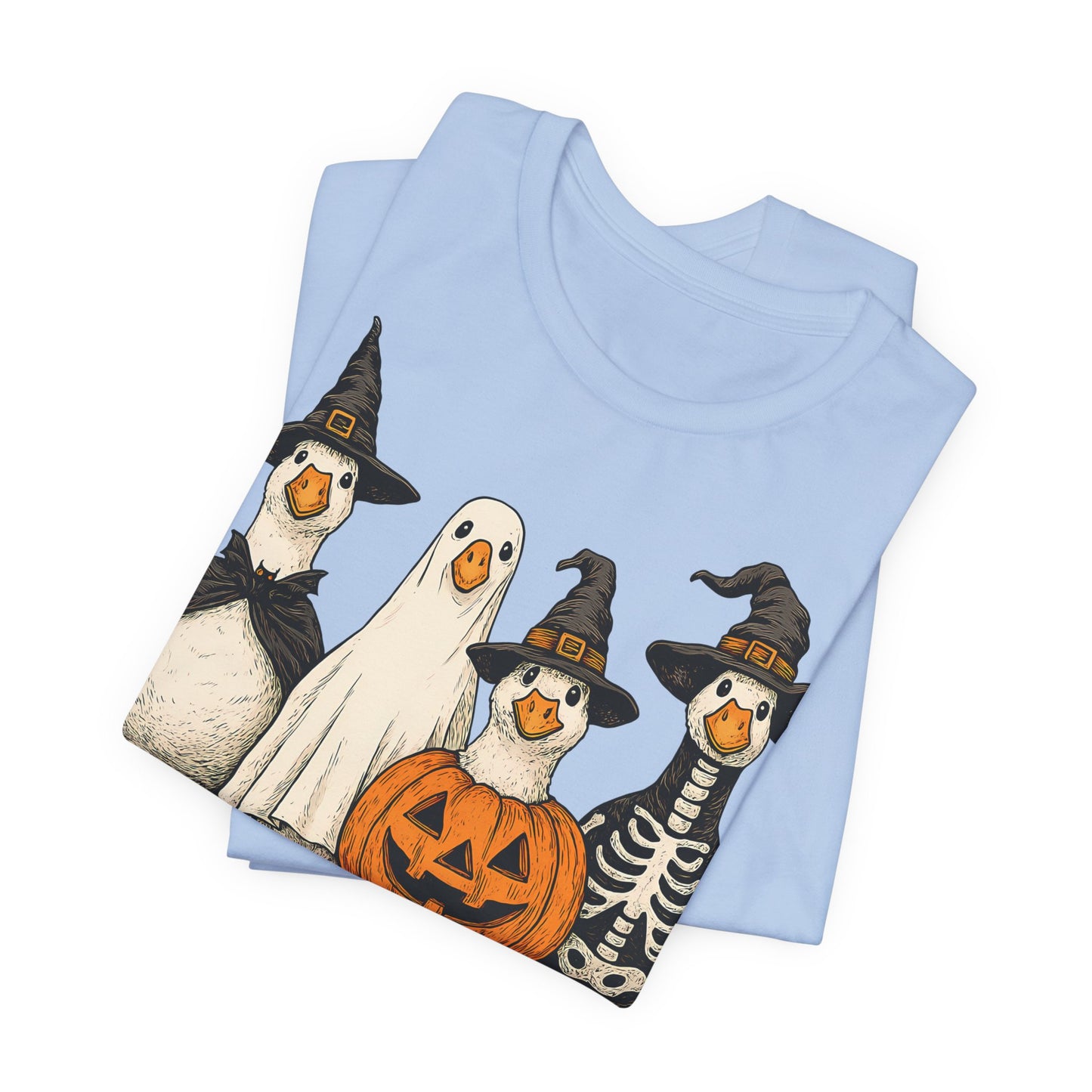 Boo Goose Boo T-Shirt Halloween Silly Goose Humour Summerween Wouldn't say boo to a goose saying skeleton ghost pumpkin witch geese
