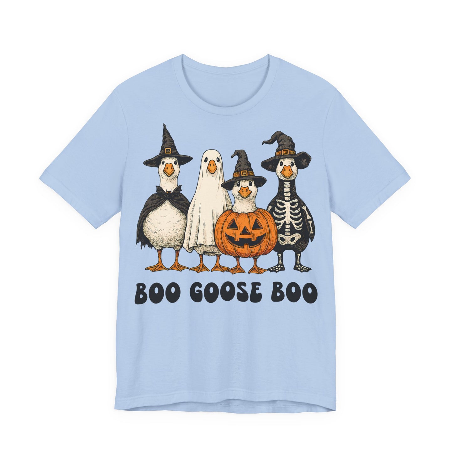 Boo Goose Boo T-Shirt Halloween Silly Goose Humour Summerween Wouldn't say boo to a goose saying skeleton ghost pumpkin witch geese