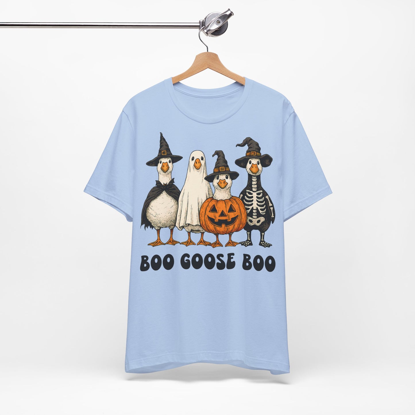 Boo Goose Boo T-Shirt Halloween Silly Goose Humour Summerween Wouldn't say boo to a goose saying skeleton ghost pumpkin witch geese