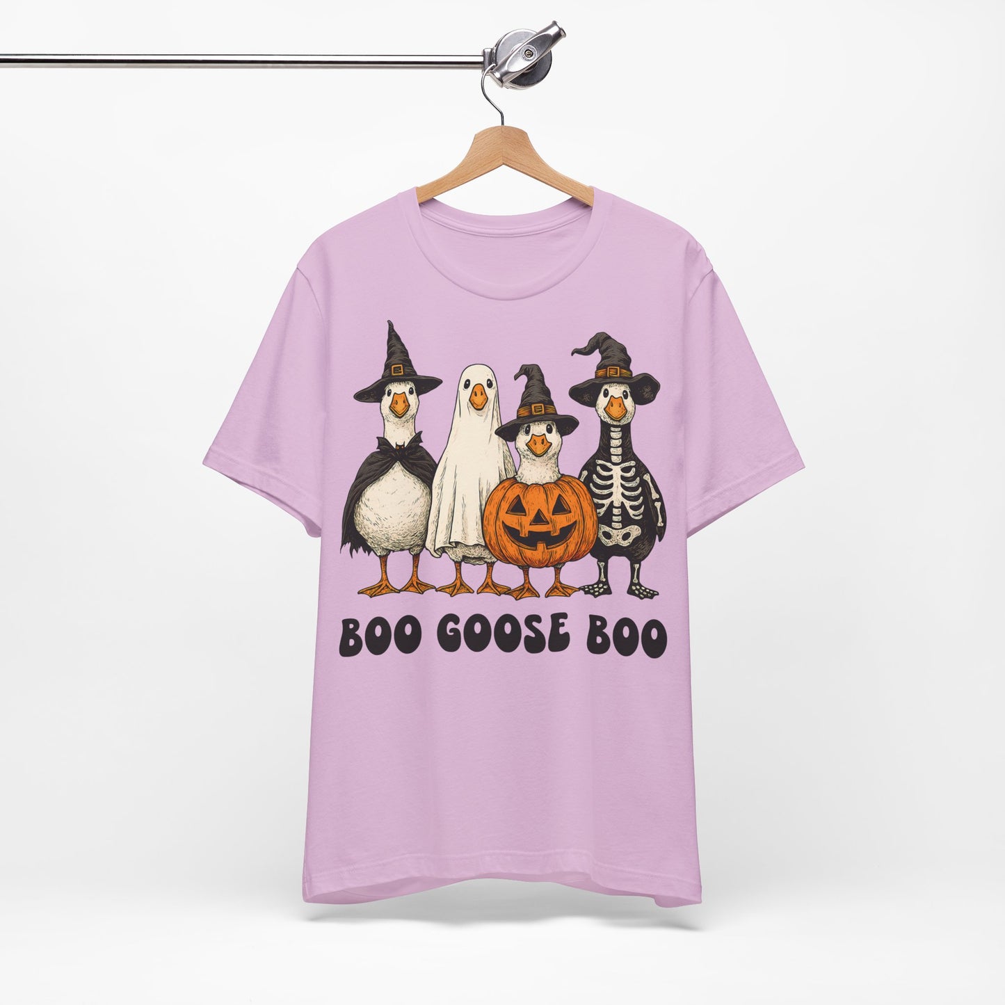 Boo Goose Boo T-Shirt Halloween Silly Goose Humour Summerween Wouldn't say boo to a goose saying skeleton ghost pumpkin witch geese