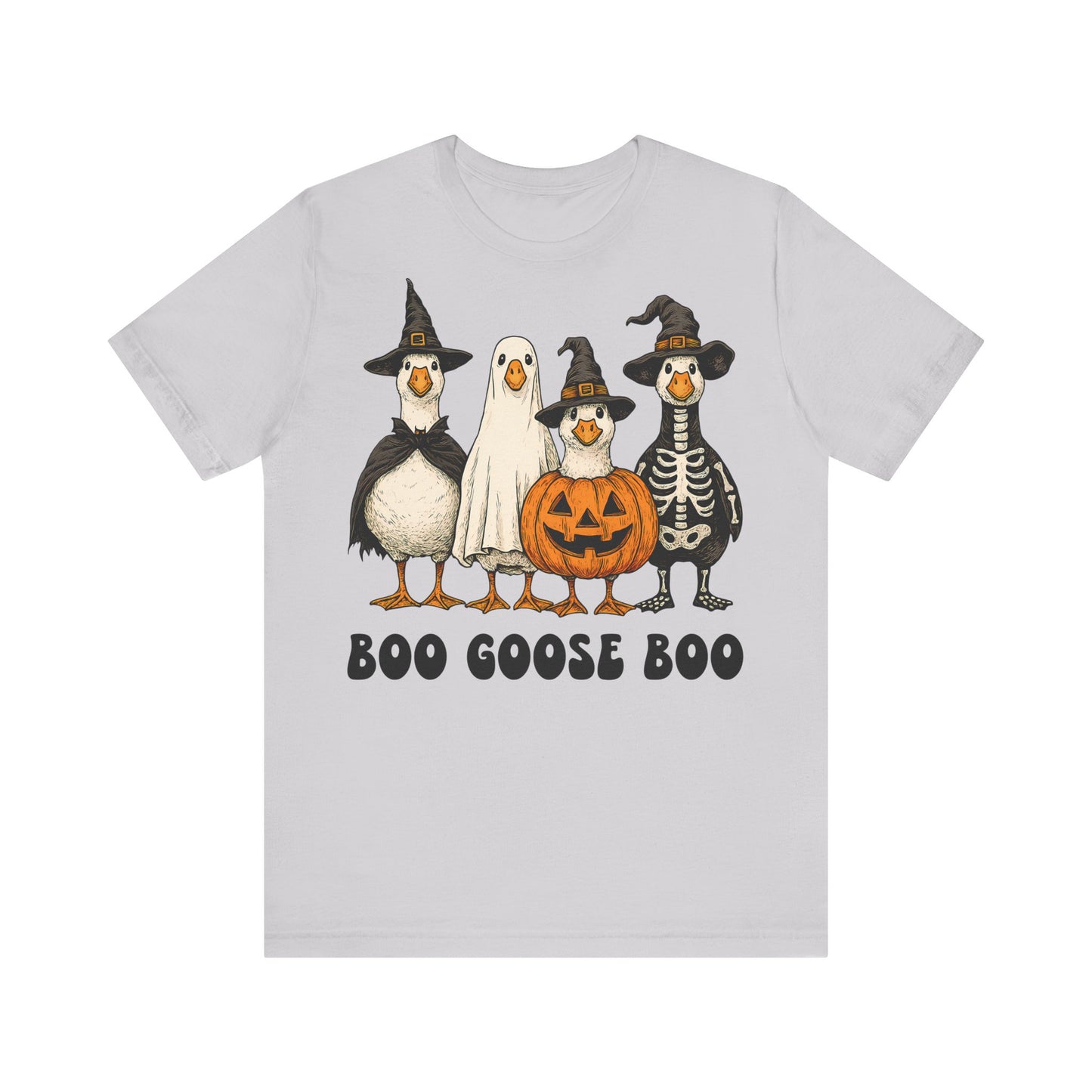 Boo Goose Boo T-Shirt Halloween Silly Goose Humour Summerween Wouldn't say boo to a goose saying skeleton ghost pumpkin witch geese