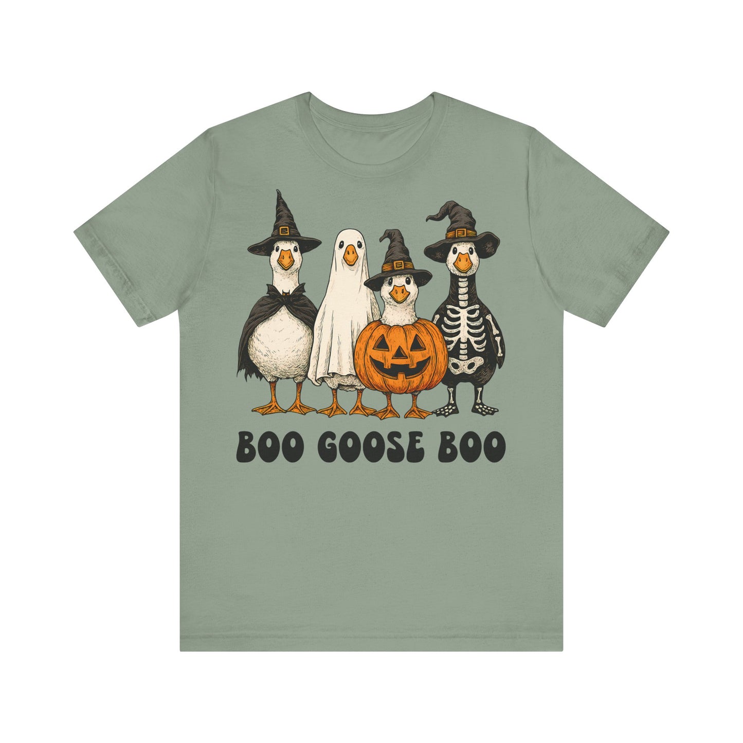 Boo Goose Boo T-Shirt Halloween Silly Goose Humour Summerween Wouldn't say boo to a goose saying skeleton ghost pumpkin witch geese