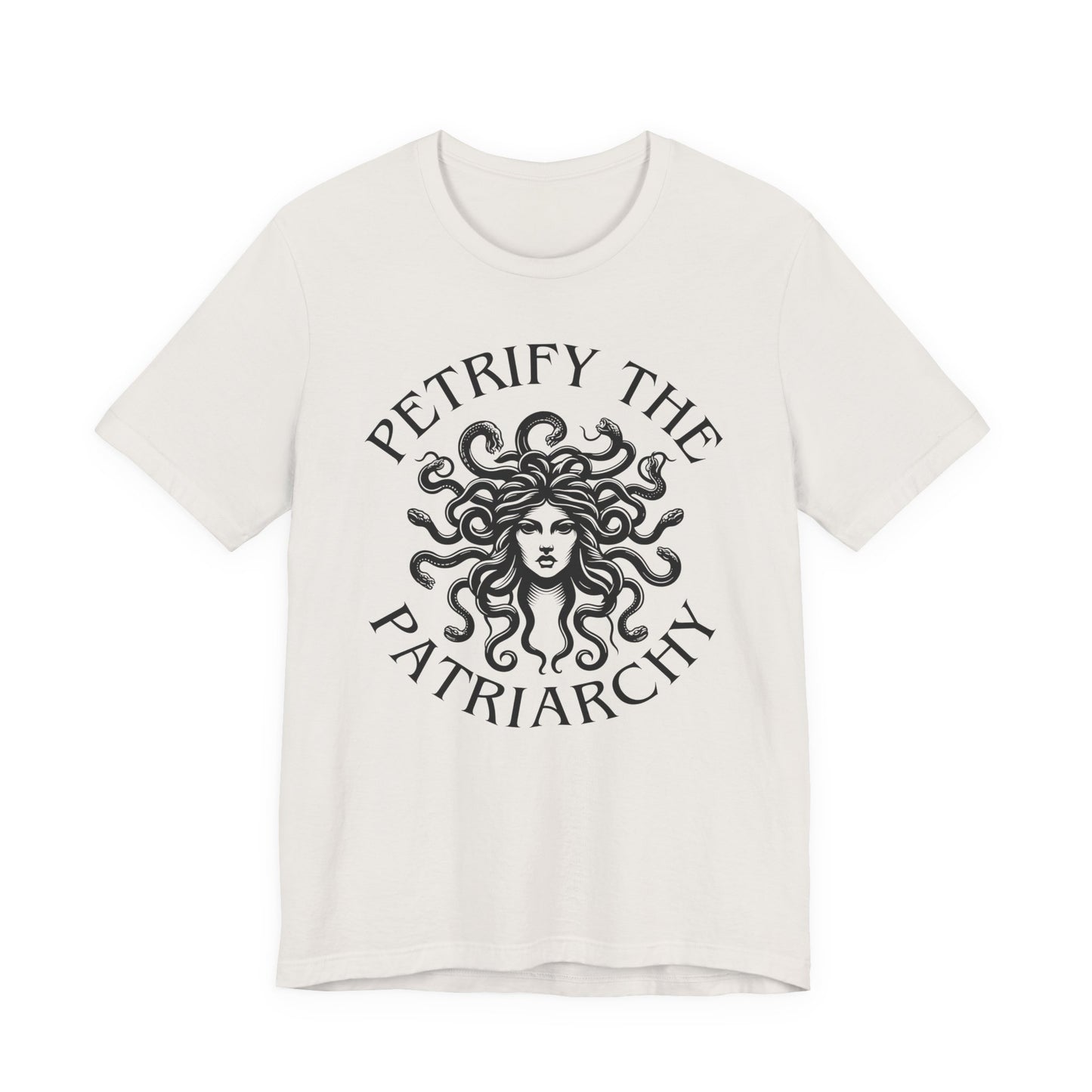 Petrify the Patriarchy T-Shirt with graphic of Medusa Feminist Mythical Icon Female Gaze Various Sizes/Colors Available Unisex Tee US