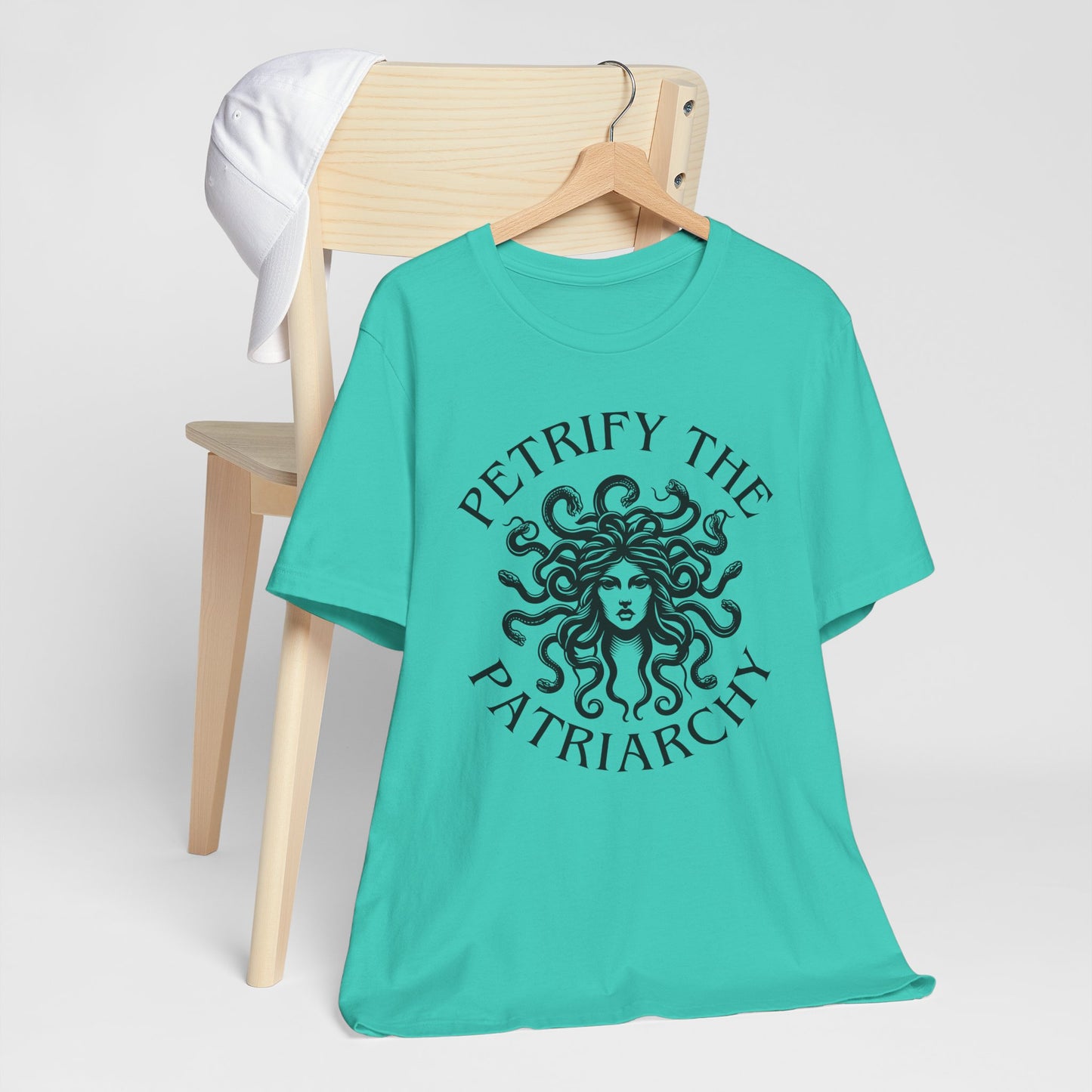 Petrify the Patriarchy T-Shirt with graphic of Medusa Feminist Mythical Icon Female Gaze Various Sizes/Colors Available Unisex Tee US