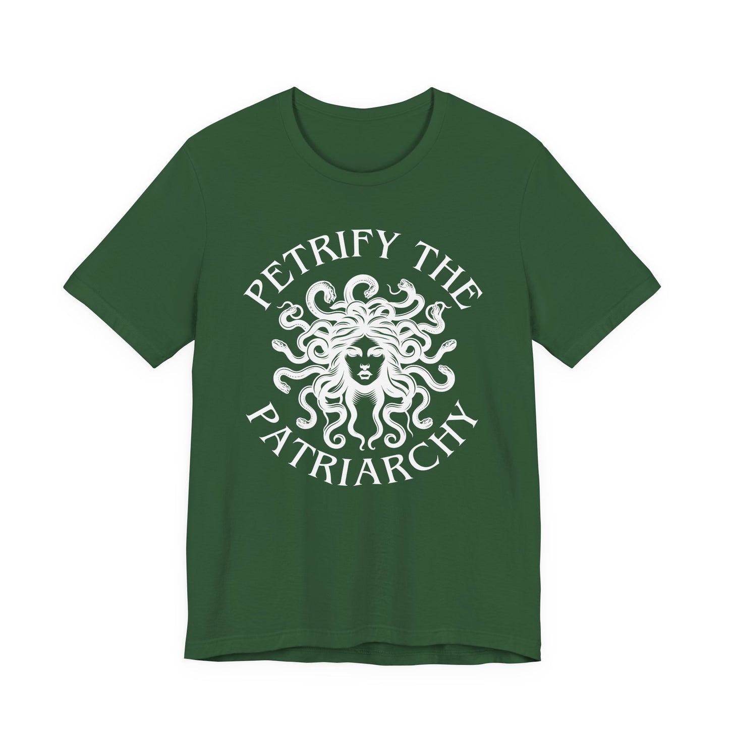 Petrify the Patriarchy T-Shirt with graphic of Medusa Feminist Mythical Icon Female Gaze Various Sizes/Colors Available Unisex Tee US