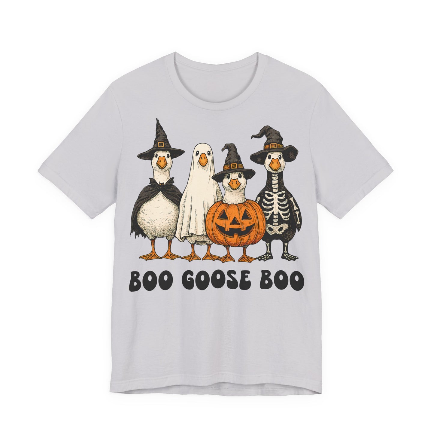 Boo Goose Boo T-Shirt Halloween Silly Goose Humour Summerween Wouldn't say boo to a goose saying skeleton ghost pumpkin witch geese