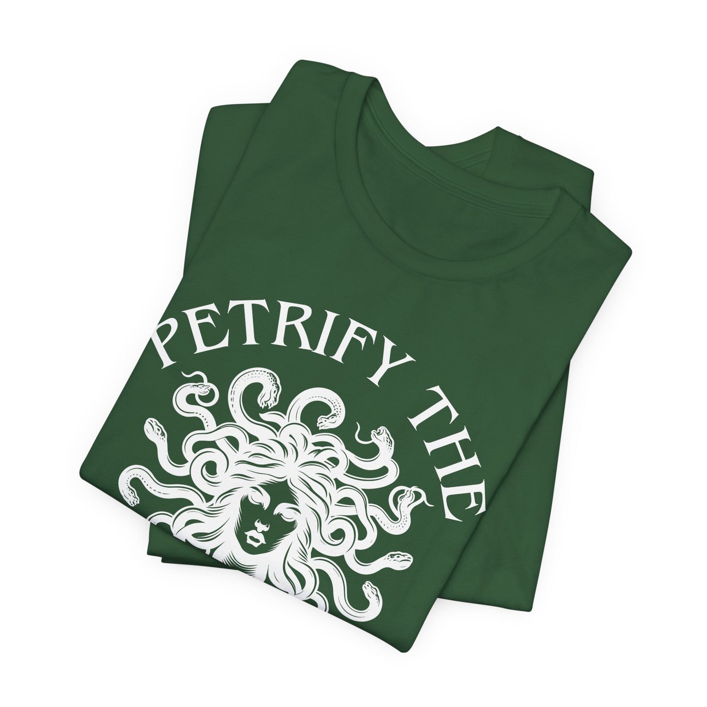 Petrify the Patriarchy T-Shirt with graphic of Medusa Feminist Mythical Icon Female Gaze Various Sizes/Colors Available Unisex Tee US