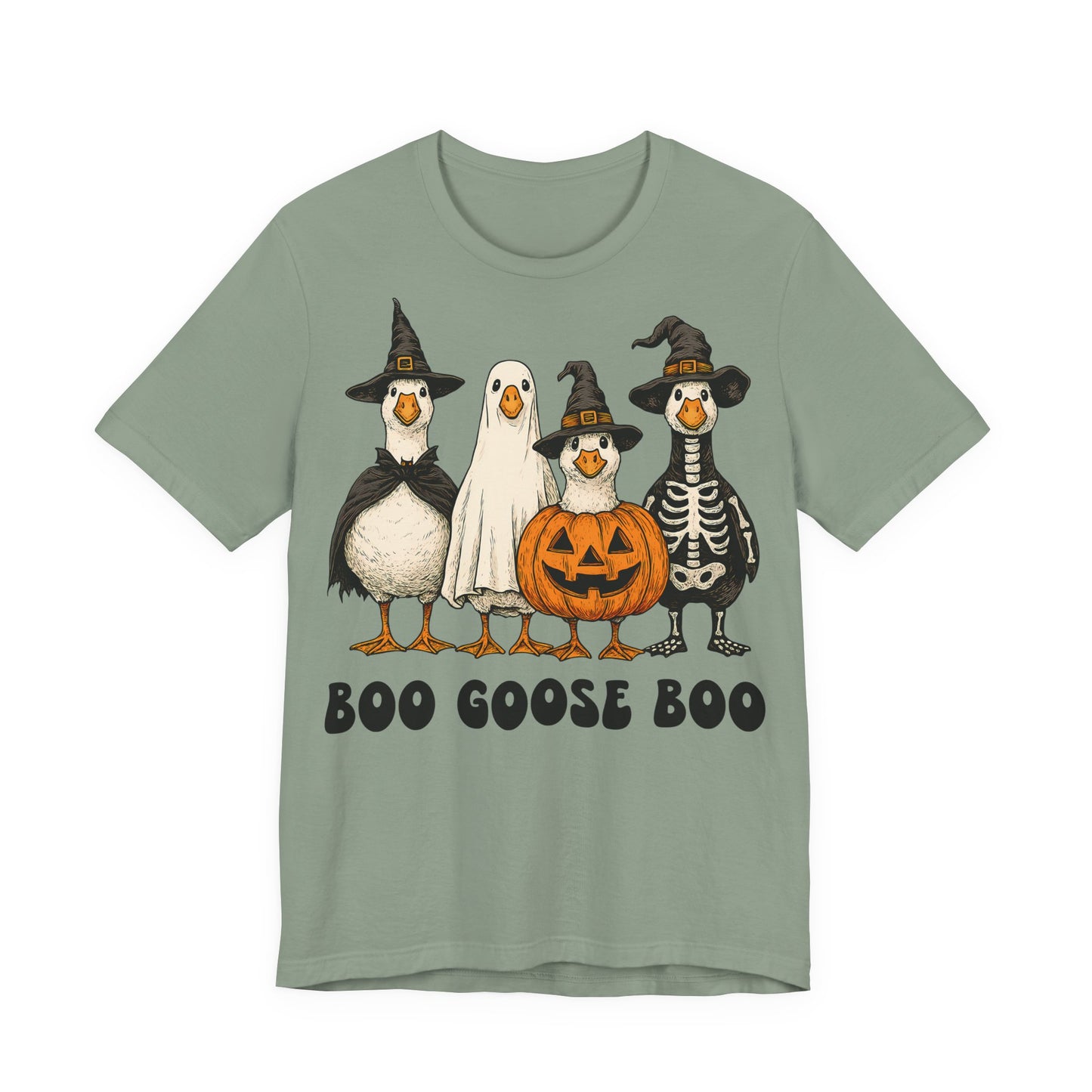 Boo Goose Boo T-Shirt Halloween Silly Goose Humour Summerween Wouldn't say boo to a goose saying skeleton ghost pumpkin witch geese
